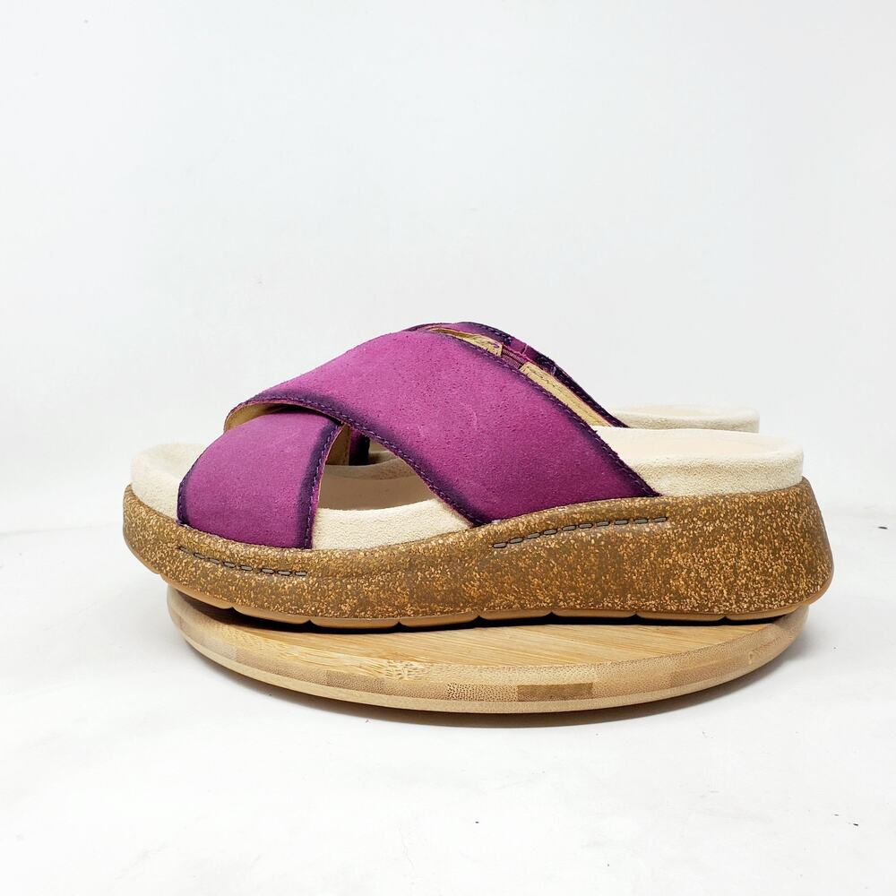 Dansko Bridget Platform Sandal Women 37 Plum Leather‎ Chunky Sole Boho Shoes
